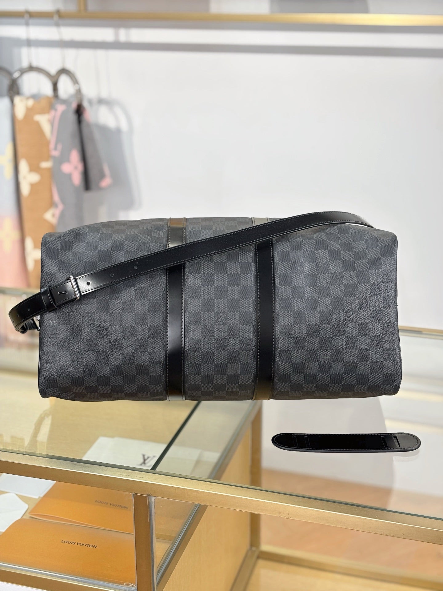 路L家- N41418 KEEPALL BANDOULIÈRE 45旅行袋-黑格