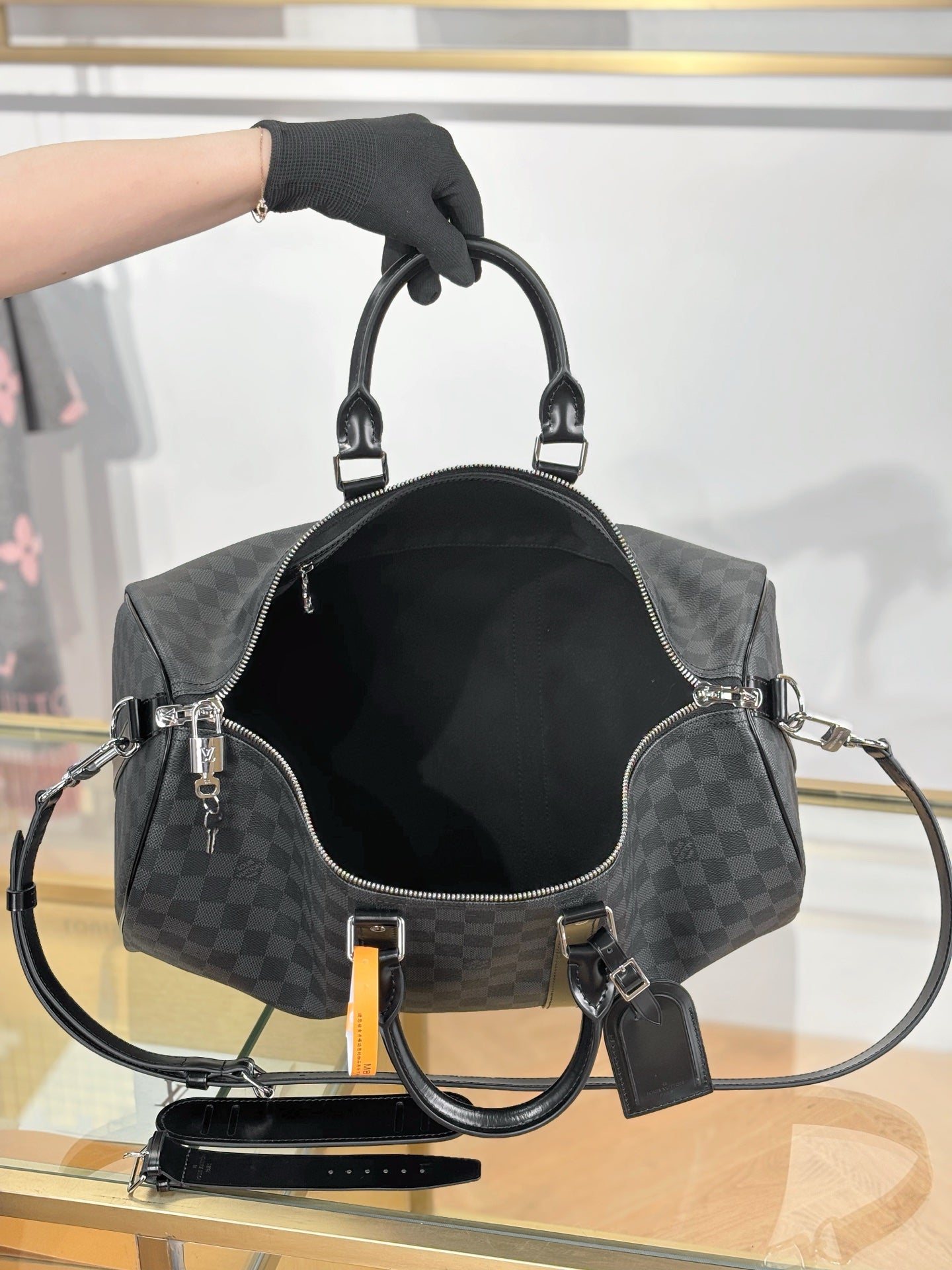 路L家- N41418 KEEPALL BANDOULIÈRE 45旅行袋-黑格