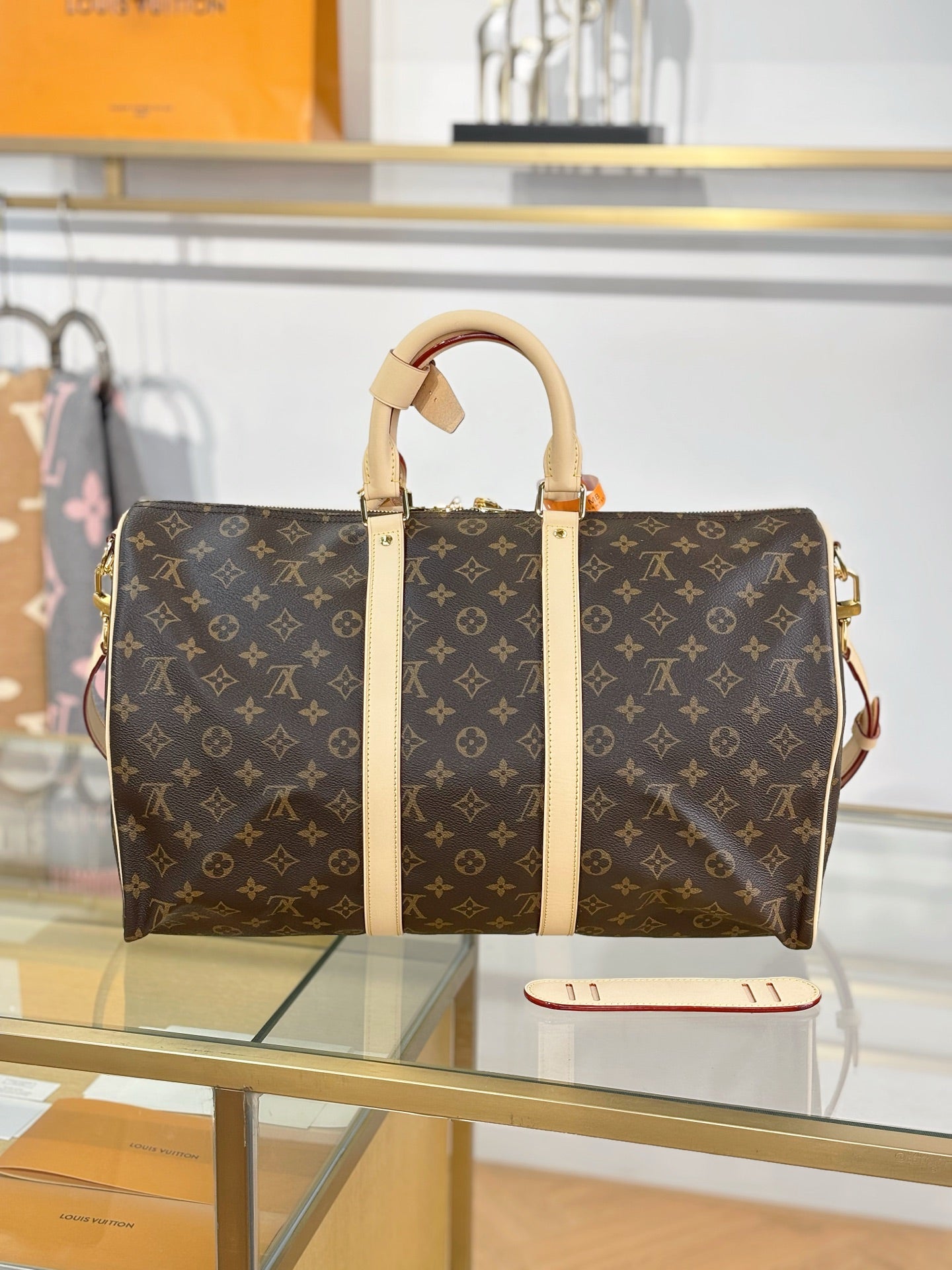 路L家-N41418 KEEPALL BANDOULIÈRE 45 旅行袋-咖啡格