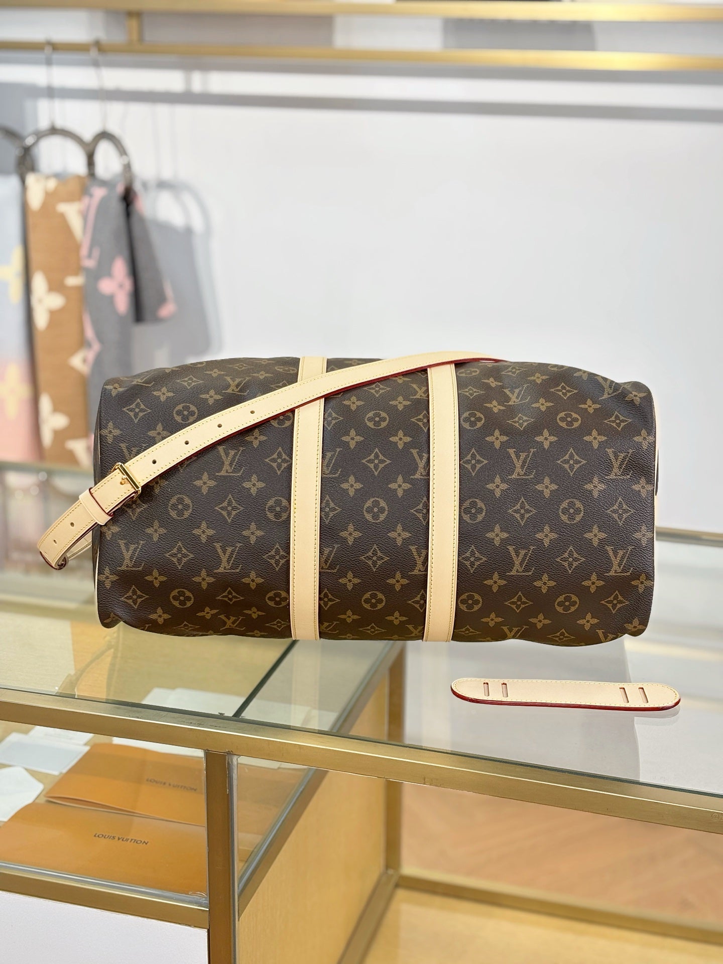 路L家-N41418 KEEPALL BANDOULIÈRE 45 旅行袋-咖啡格