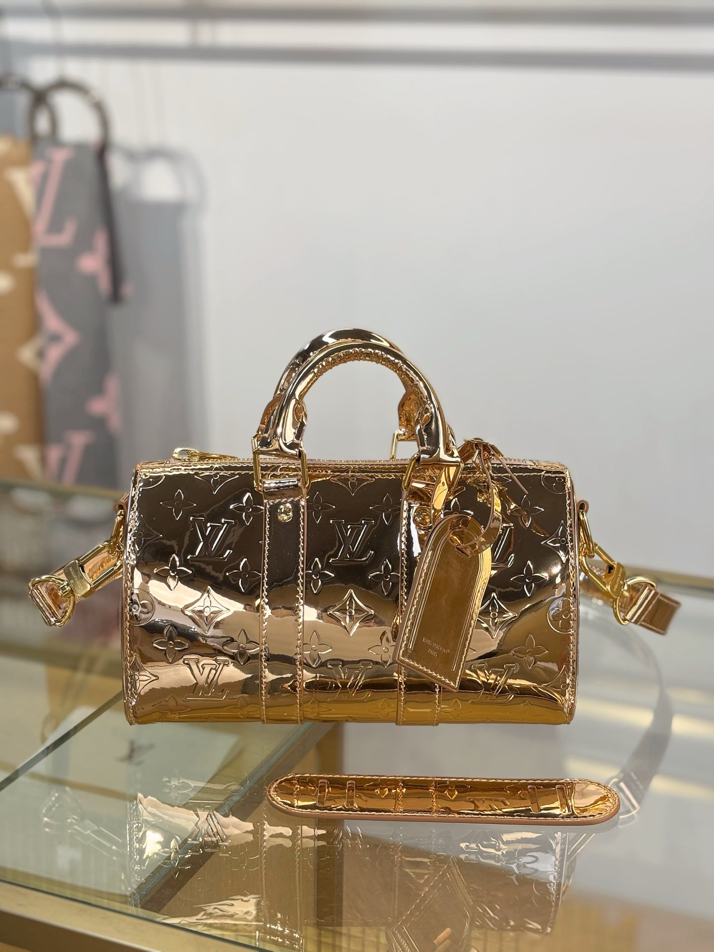 路L家-M26903 KEEPALL BANDOULIÈRE 25 手袋-玫瑰金