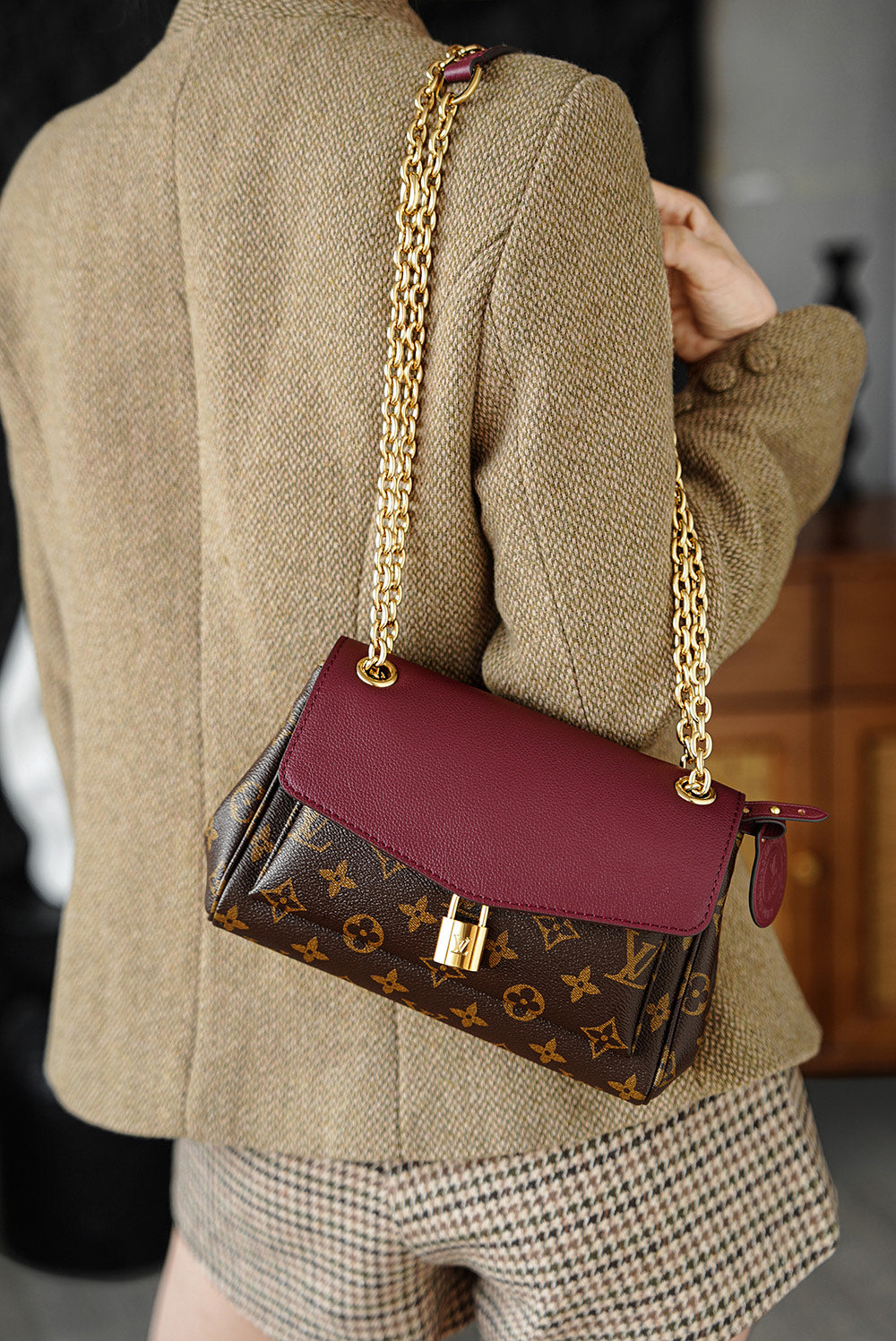 路L家-M27067 Sac Saint-Germain BB手袋 酒紅色