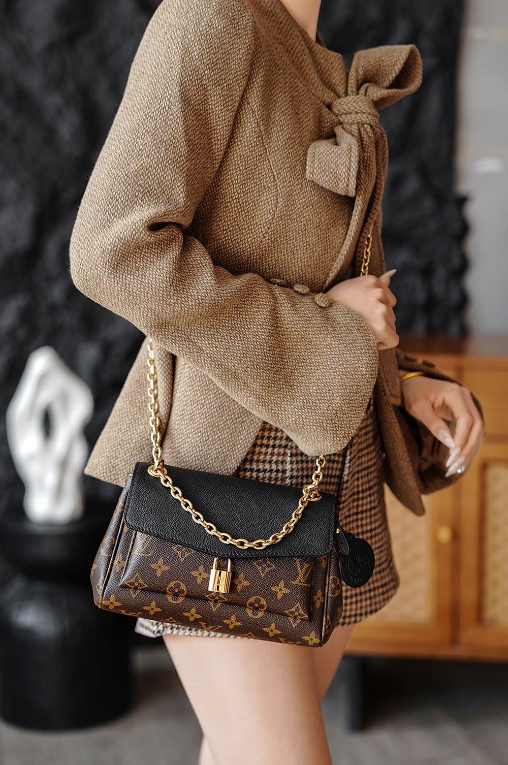 路L家-M26398 Sac Saint-Germain BB手袋 老花黑色