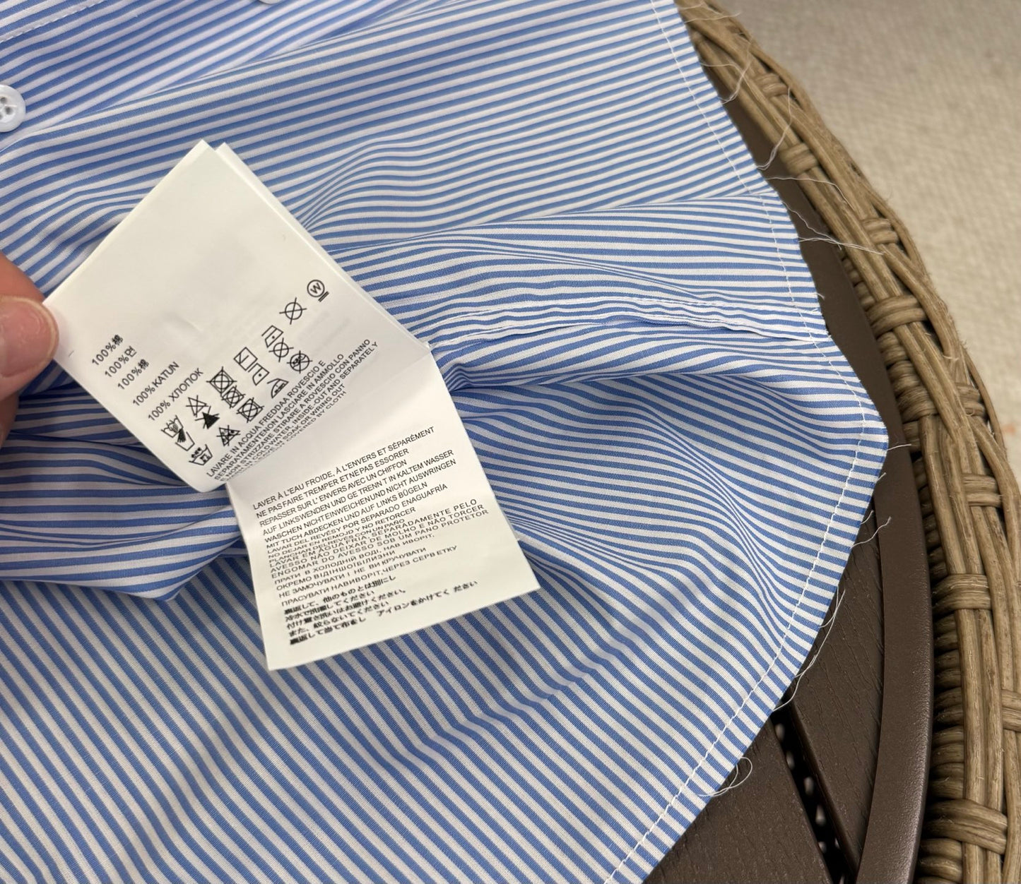 穆M家-26春夏系列藍條紋標誌刺繡男友風寬鬆襯衫