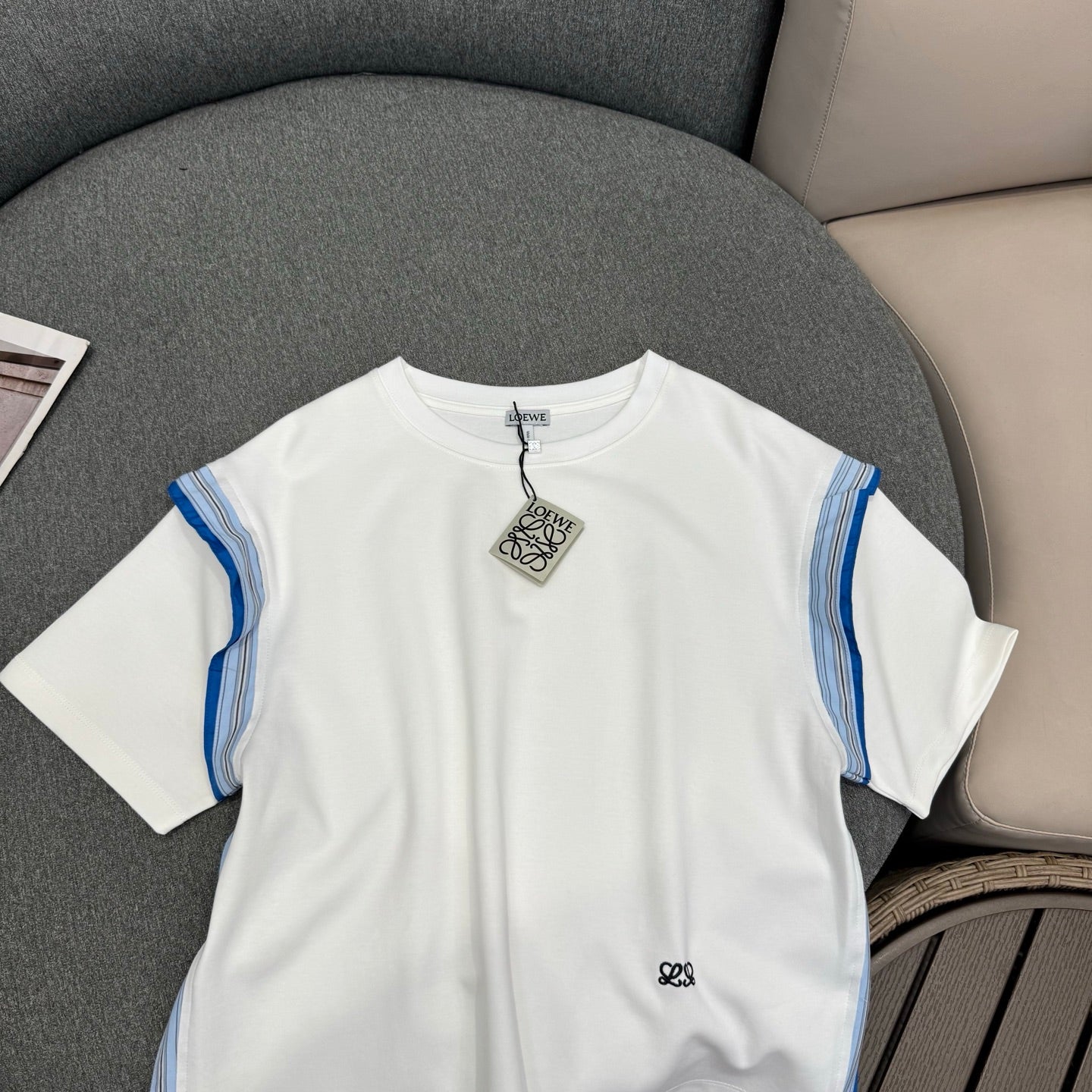 羅L家-26春夏秀款彩色蕾絲棉質混紡T 白色