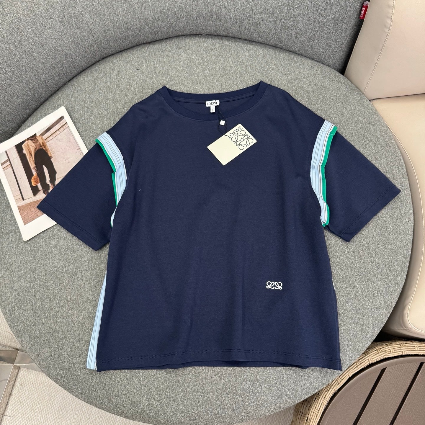 羅L家-26春夏秀款彩色蕾絲棉質混紡T