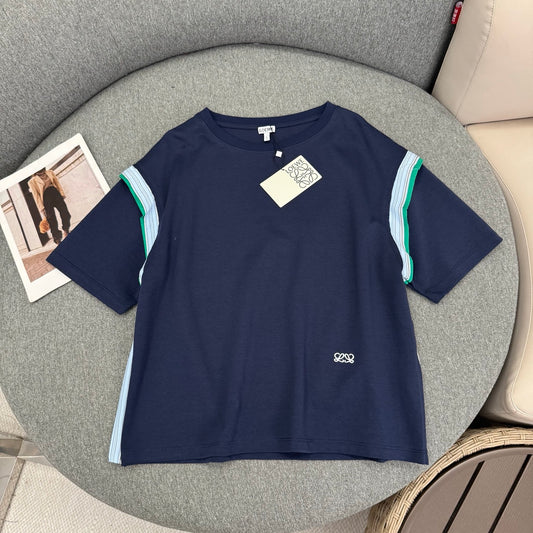 羅L家-26春夏秀款彩色蕾絲棉質混紡T