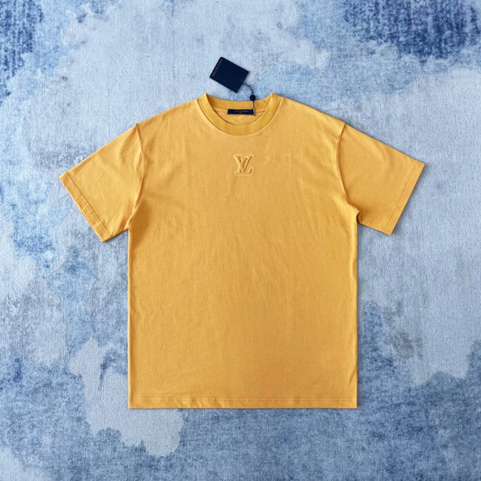 路L家-前胸暗紋字母t卹 黃色