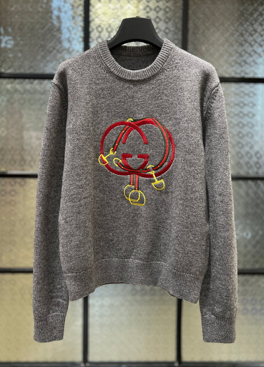 古G家-馬年刺繡毛衣 灰色