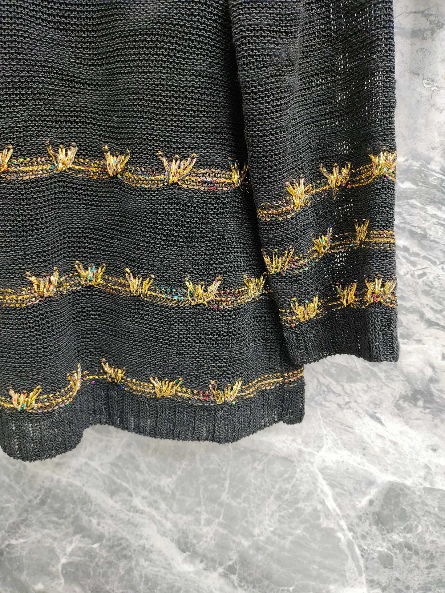 小香家-金線刺繡V領針織開襟衫