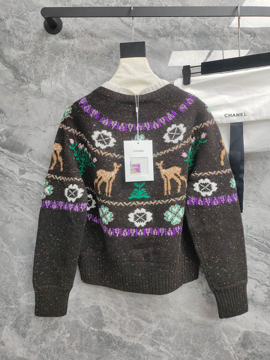 小香家-小鹿開衫毛衣 黑色