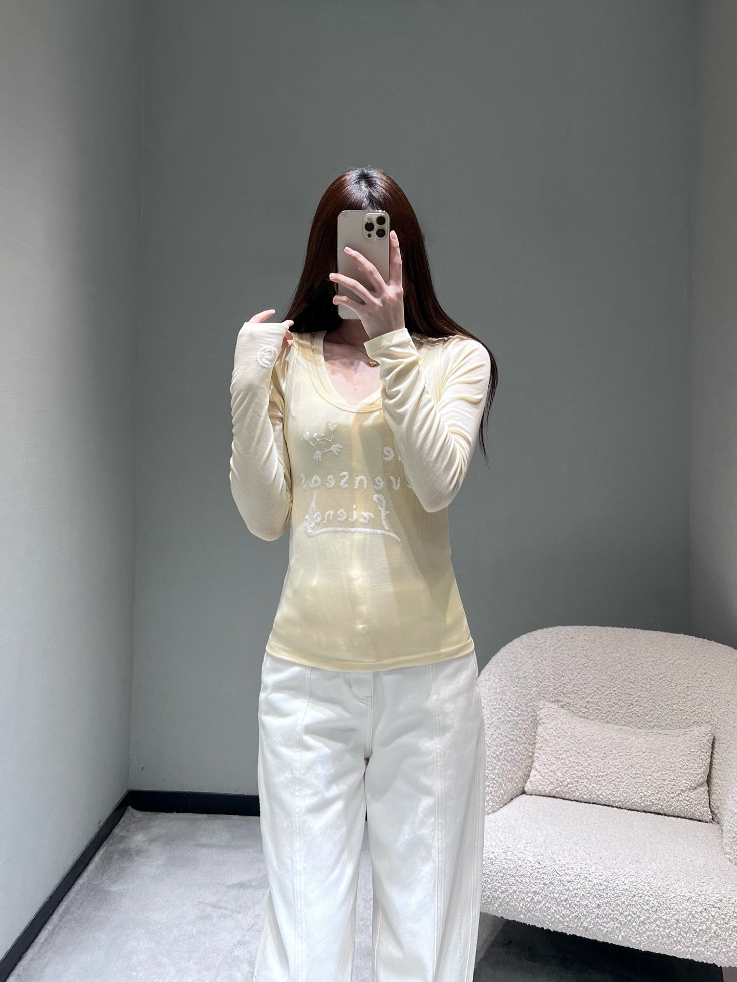 小香家-刺繡假兩件長袖T