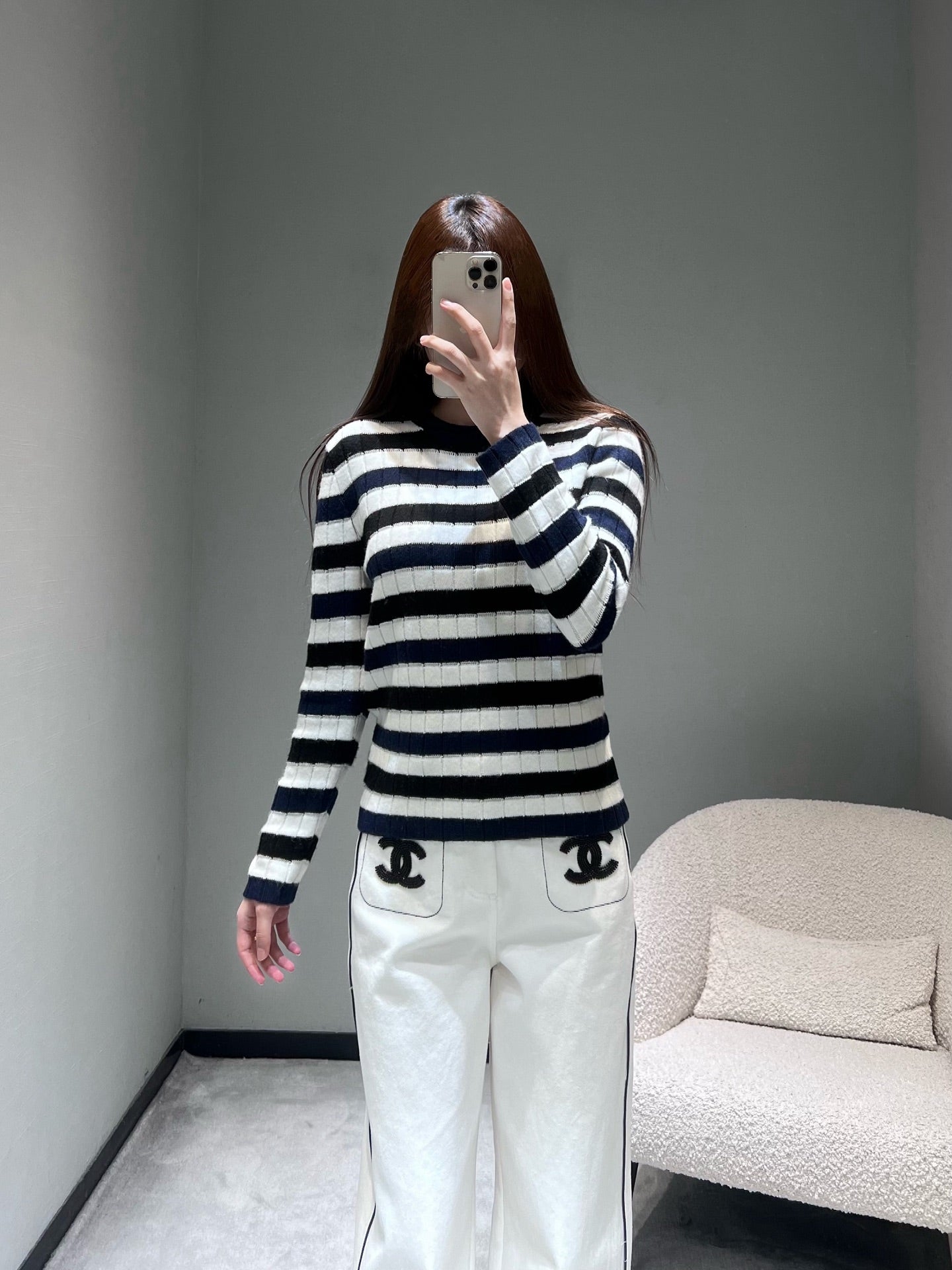 小香家-2026早春條紋圓領針織衫