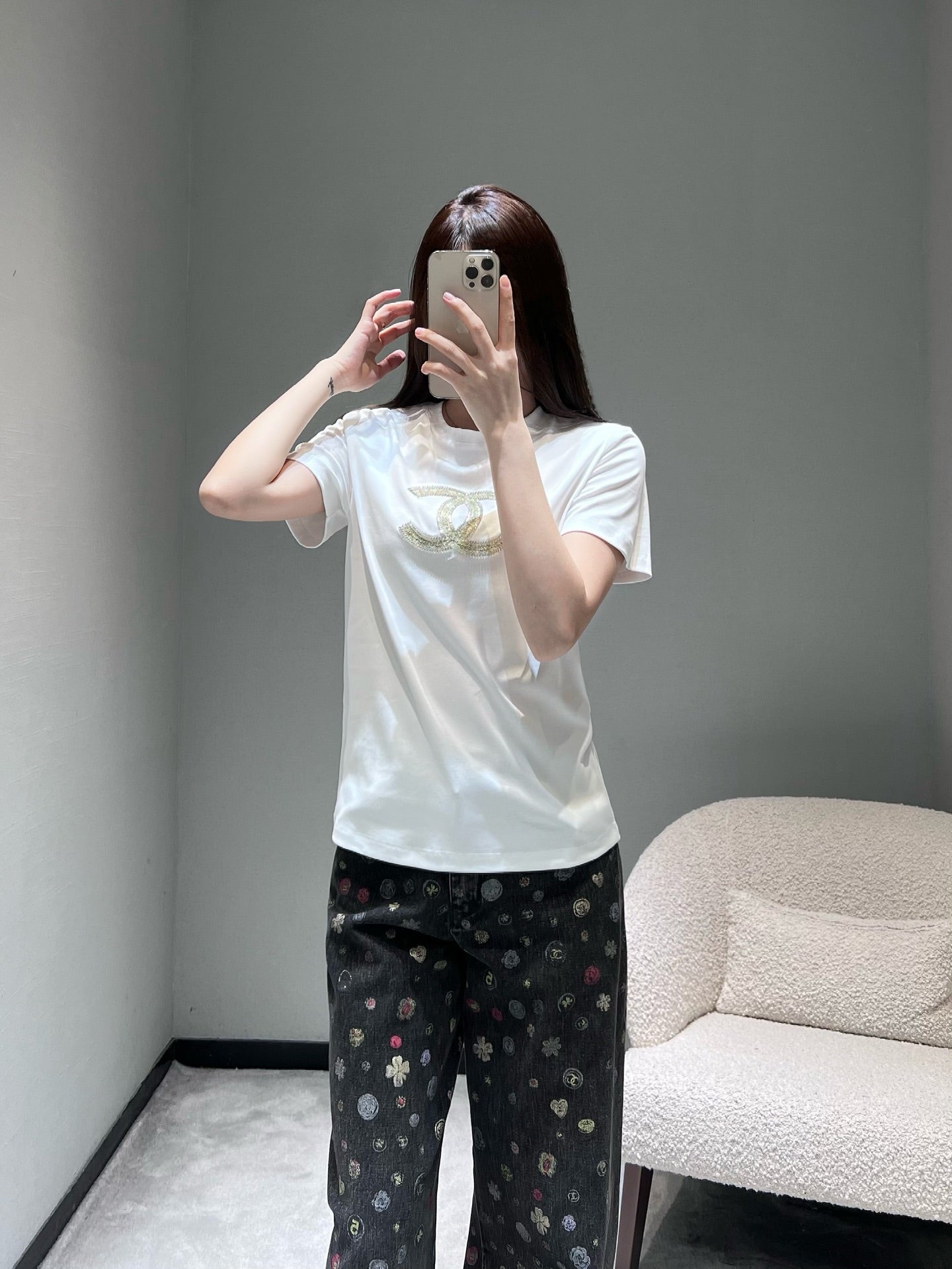 小香家-26雙C燙鑽T 白色