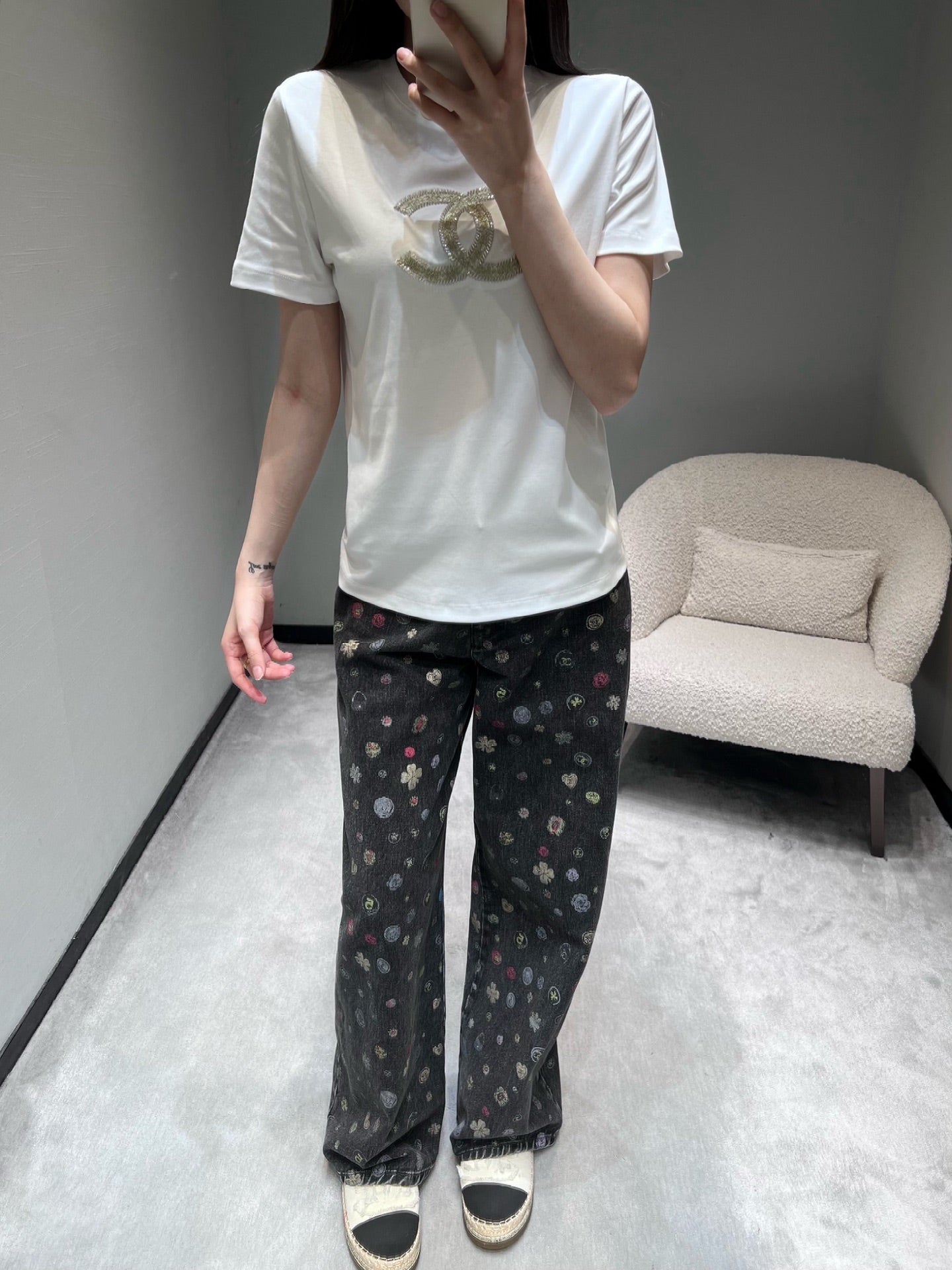 小香家-26雙C燙鑽T 白色