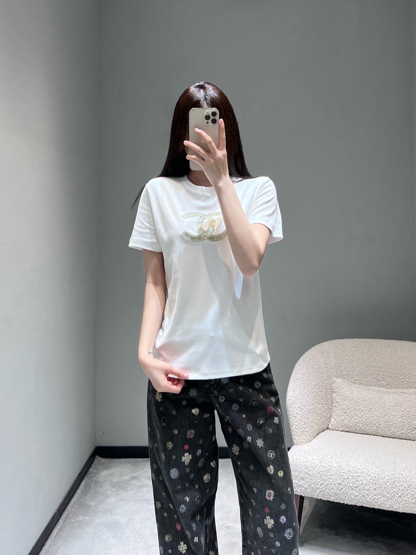 小香家-26雙C燙鑽T 白色