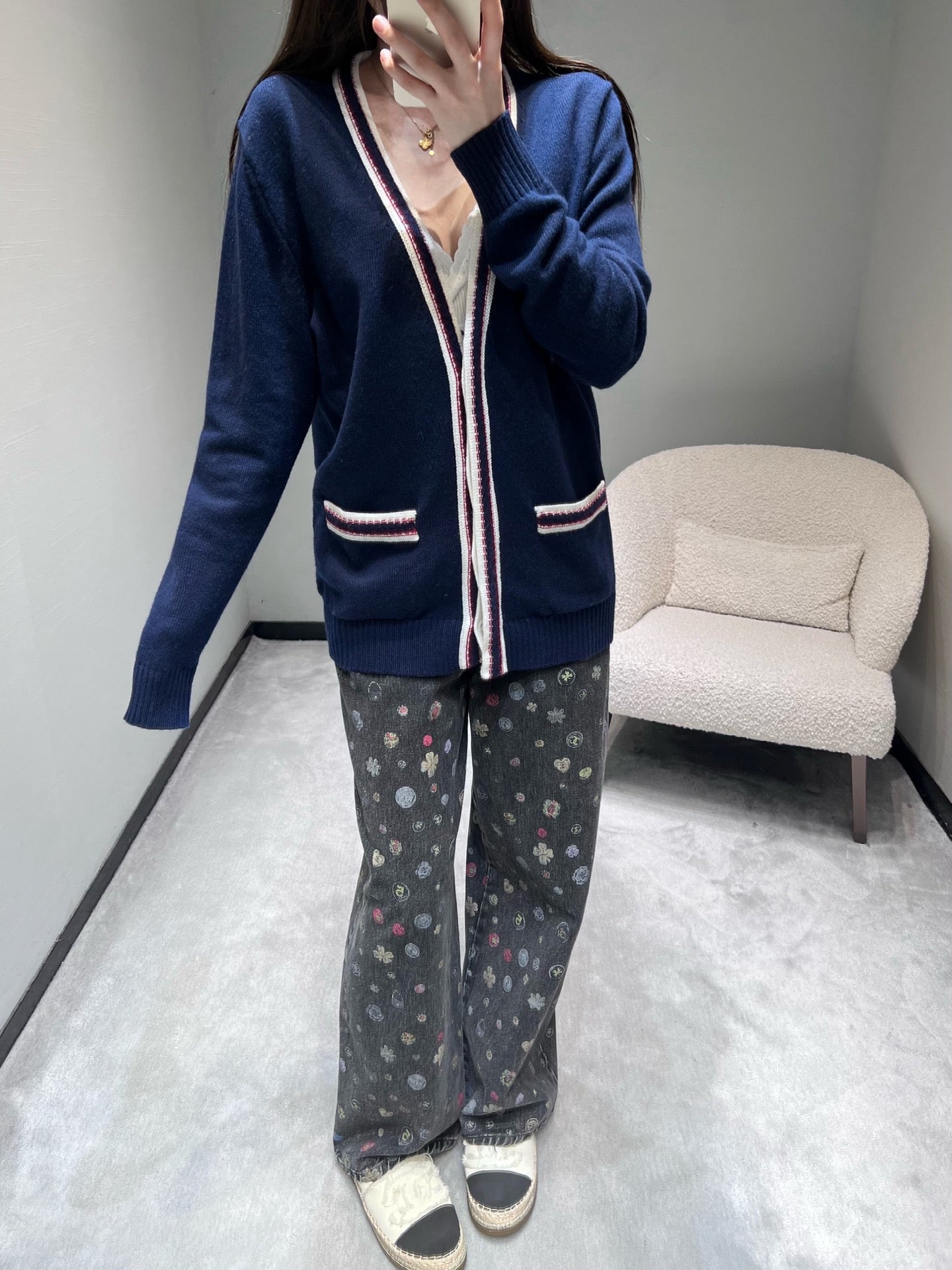 小香家-26早春針織開襟衫 藍色