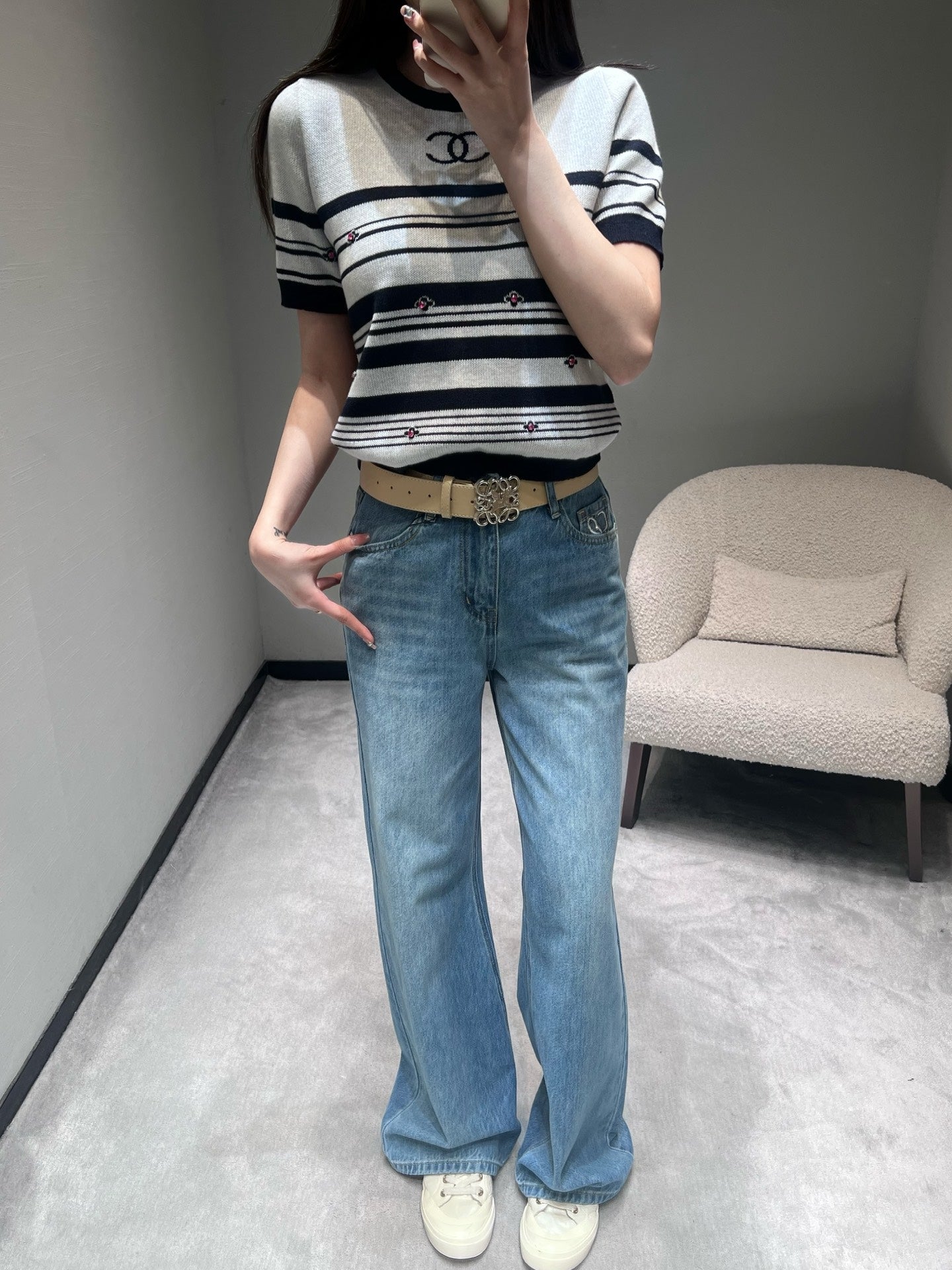 小香家-26條紋針織短T