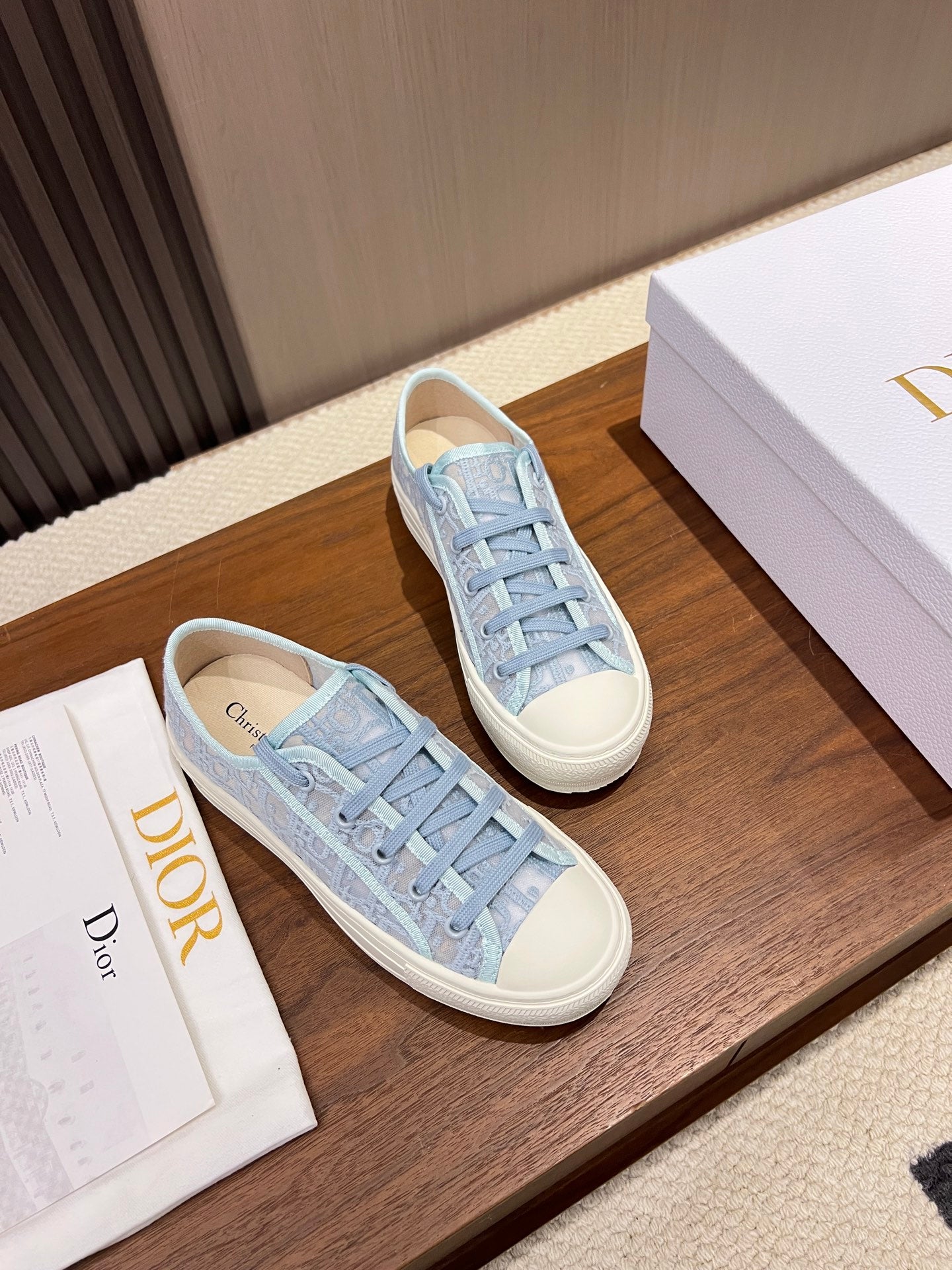 迪D家-26網紗刺繡帆布鞋 藍色