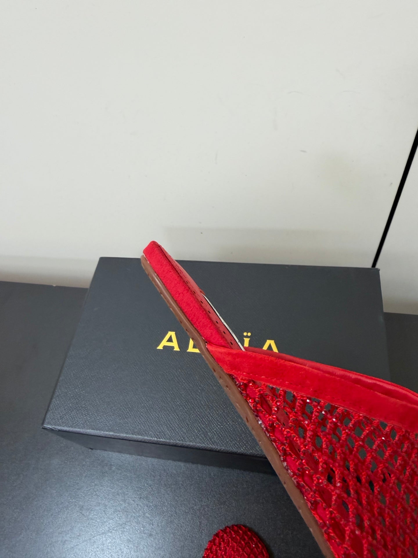 Ala-260707編織鑽網拖 紅色