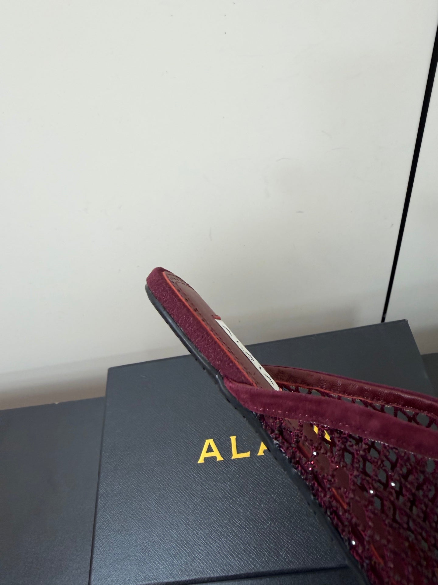 Ala-260707編織鑽網拖 酒紅