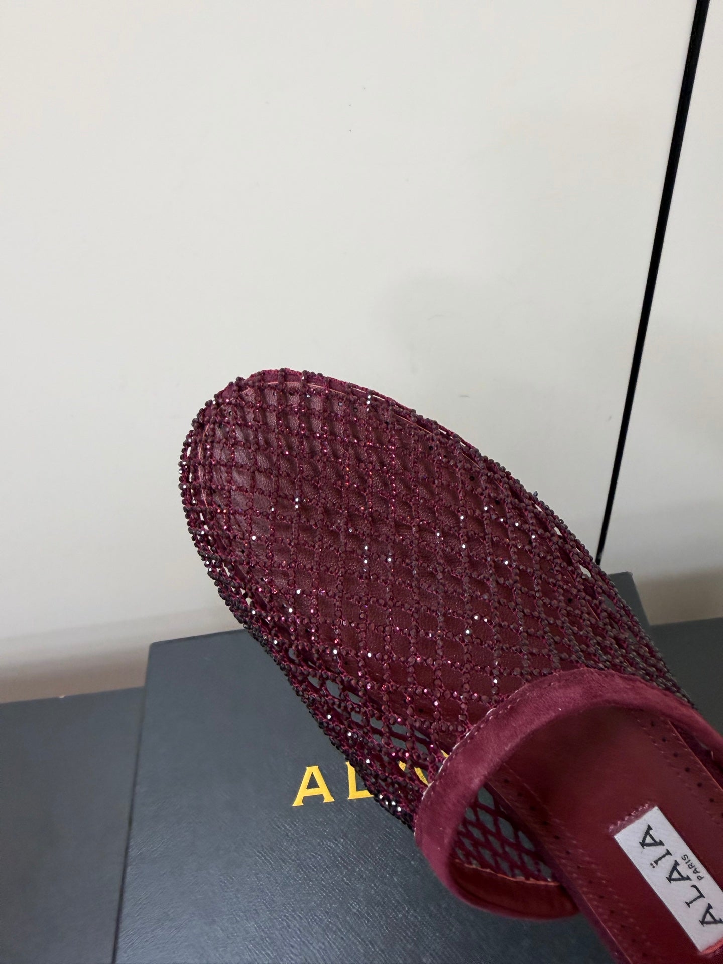 Ala-260707編織鑽網拖 酒紅