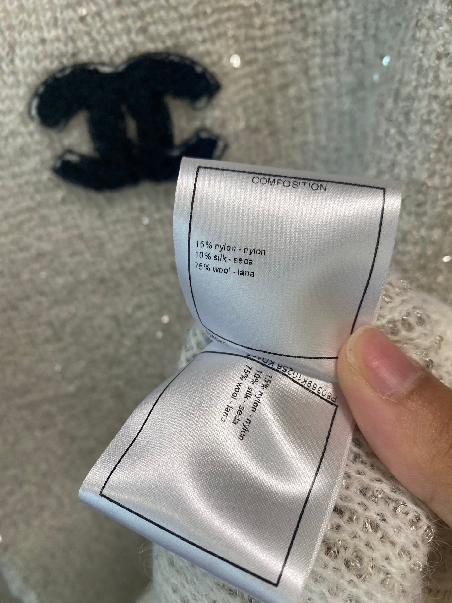小香家-翻領金蔥毛衣 白色