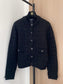 小香家-毛領開襟衫 黑色