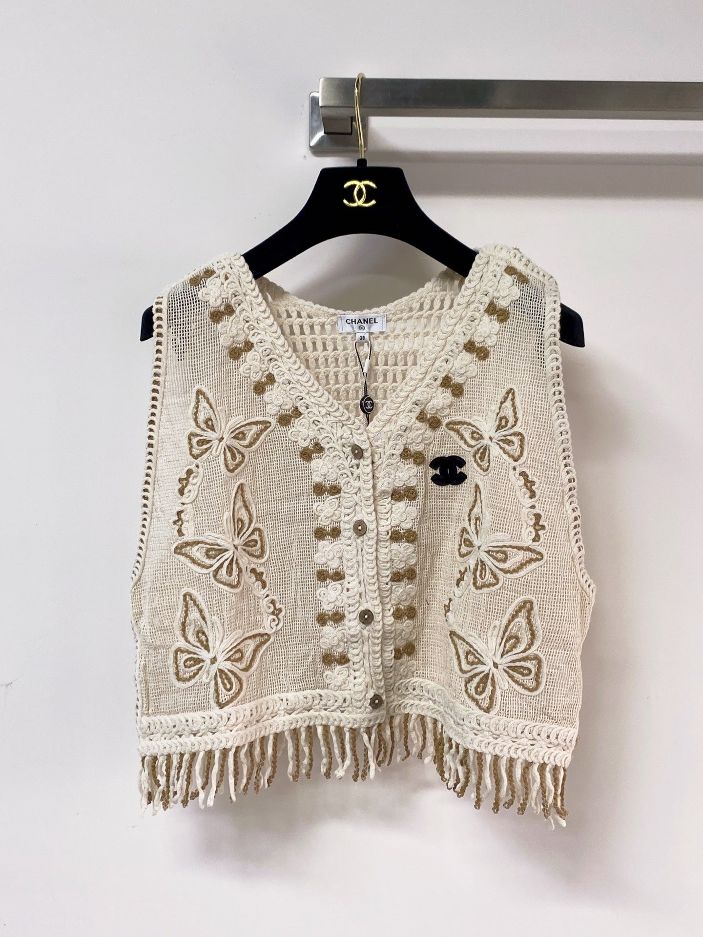 小香家-蝴蝶刺繡鈕扣背心
