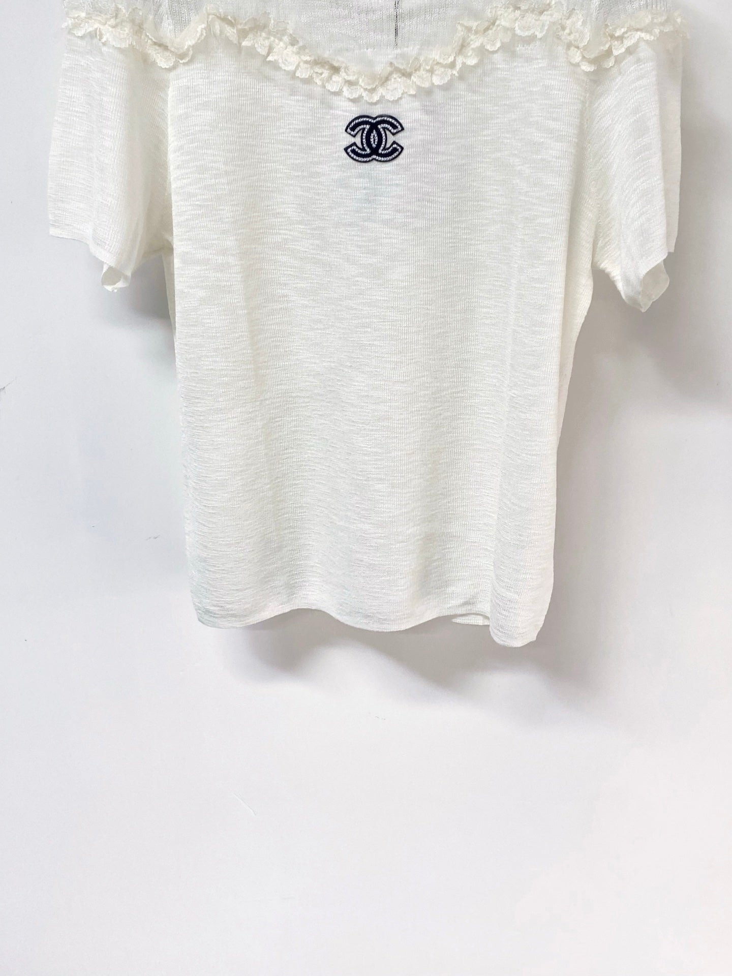 小香家-拼接荷葉領造型上衣 白色