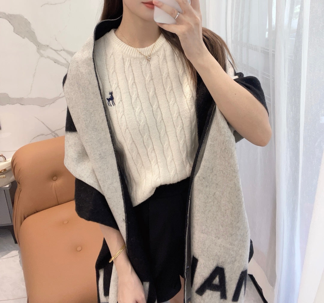 小香家-山羊絨水波紋小圍巾 30*180cm