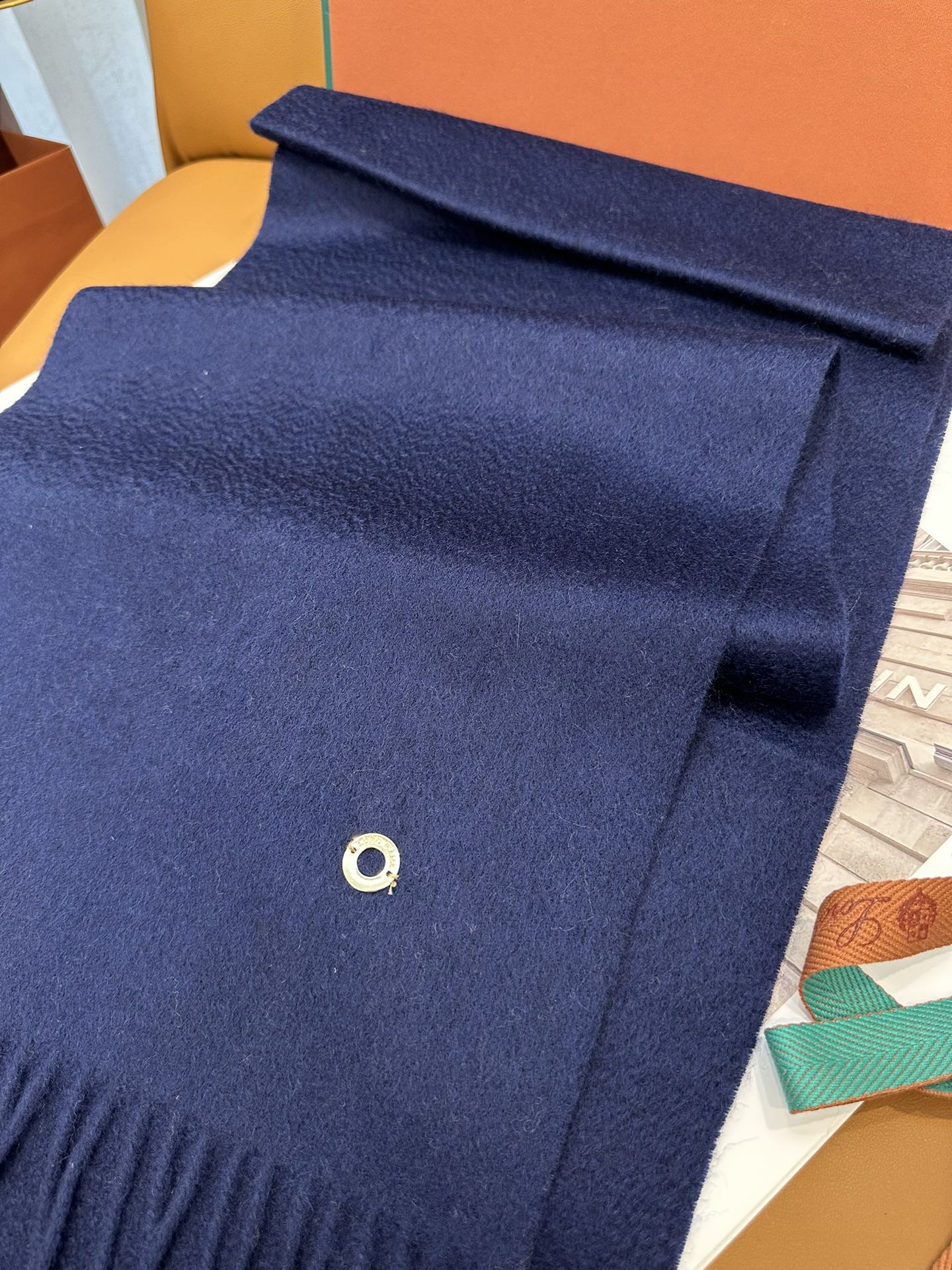 L-piana-水波紋素色羊絨圍巾 30*180