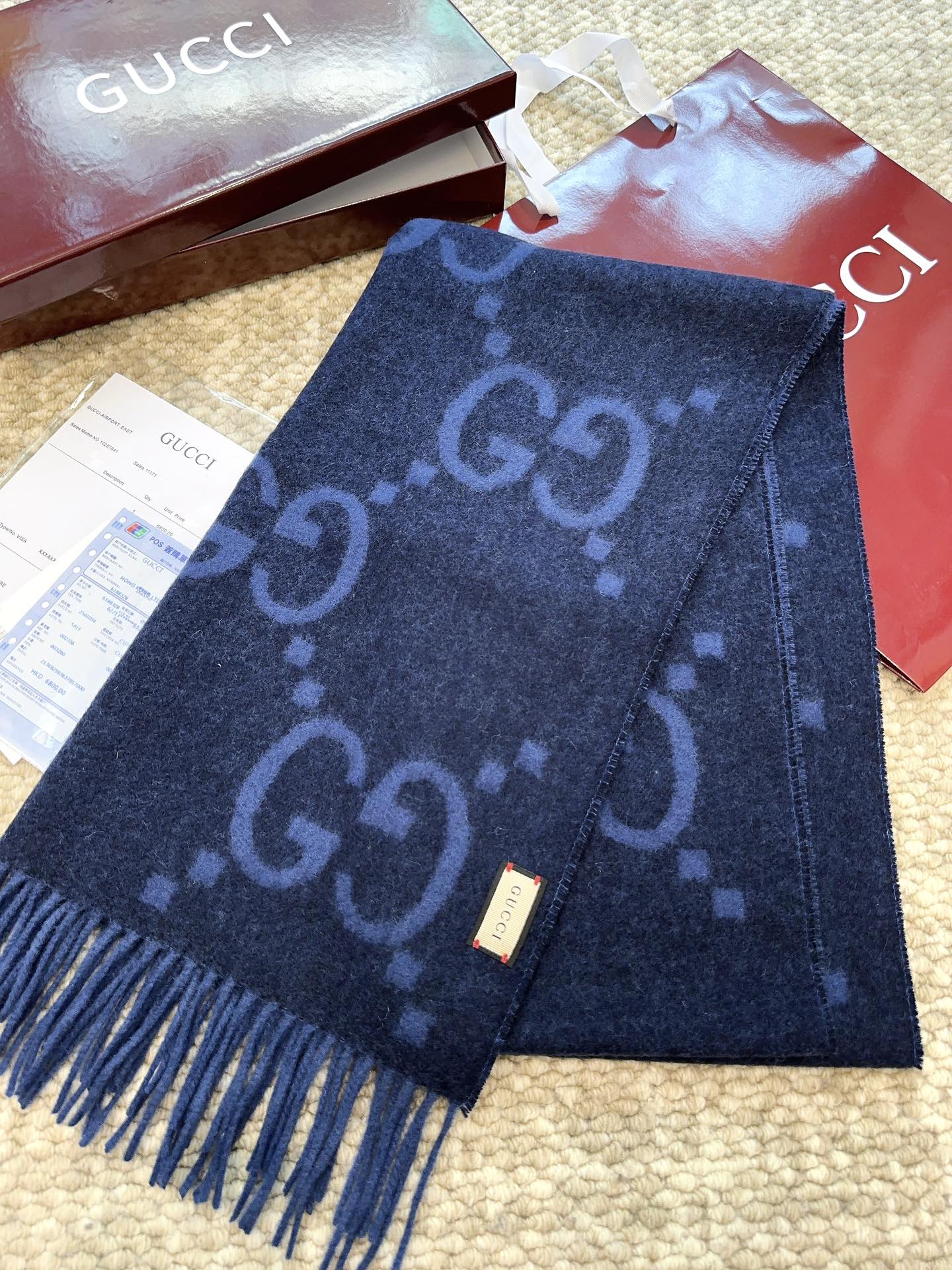 古G家-新款大G雙面羊絨圍巾 45*200cm