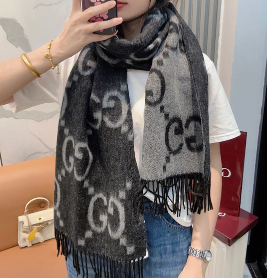 古G家-新款大G雙面 45*200 羊絨圍巾