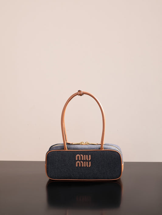 穆M家-5BB173M1000 𝗕𝗘𝗔𝗨 公文包 中號 牛仔單寧