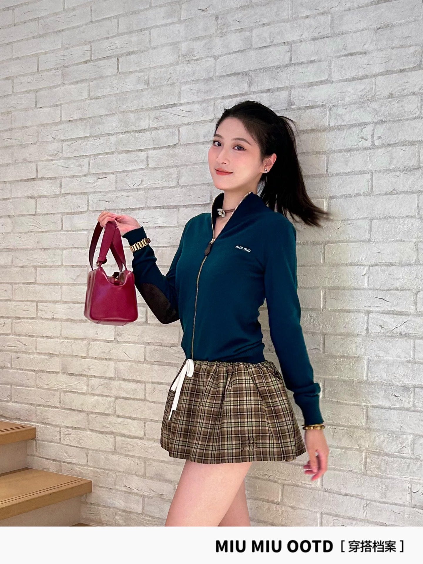 穆M家-25拉鍊立領羊絨針織開襟衫