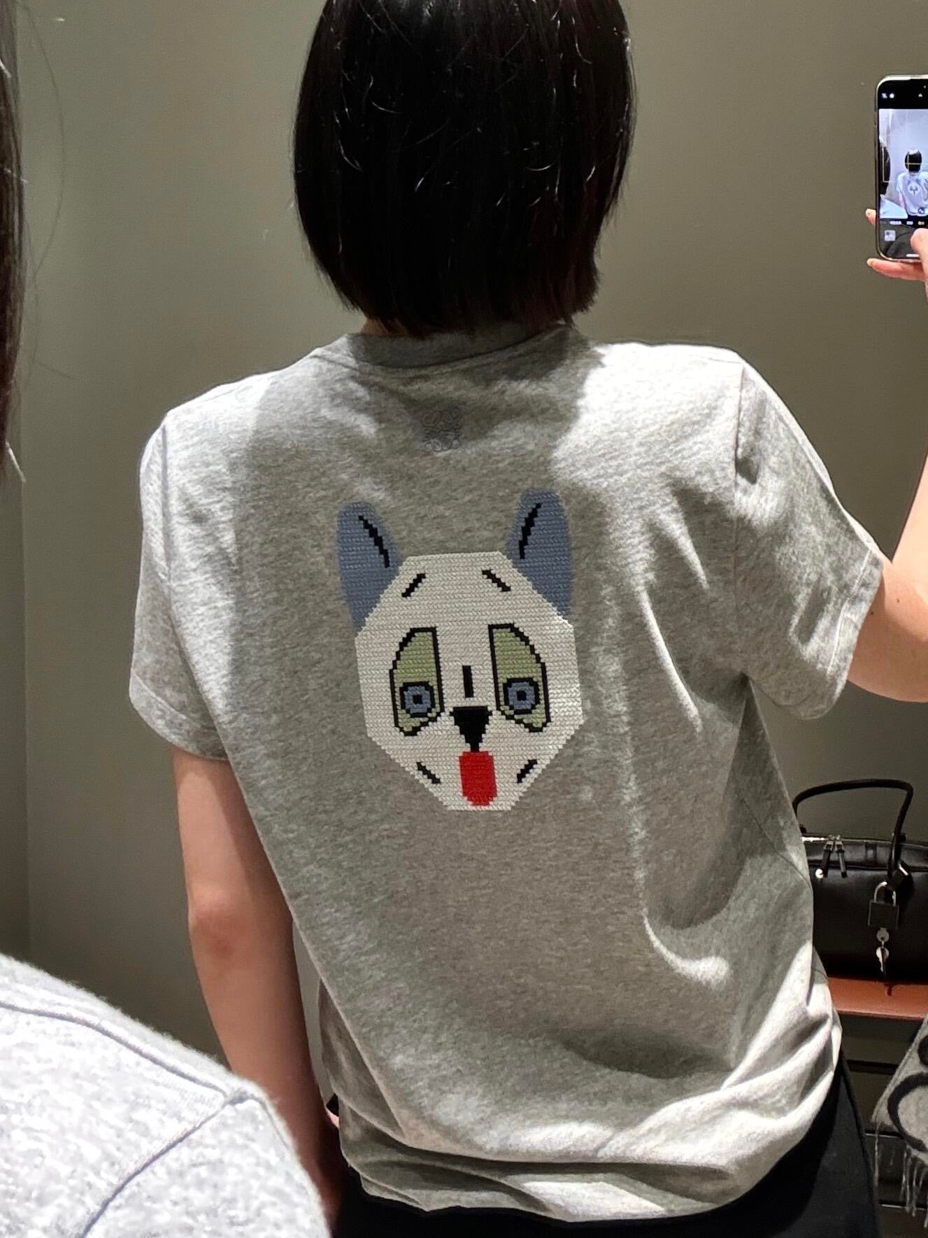 路L家-聯名新款刺繡貓咪灰調短袖T