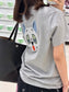 路L家-聯名新款刺繡貓咪灰調短袖T