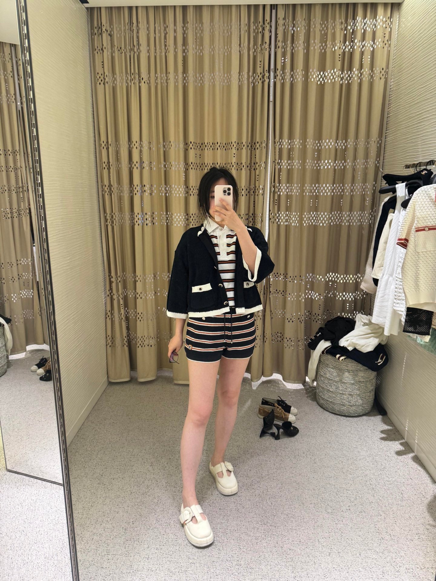 小香家-26撞色花邊領針織開衫