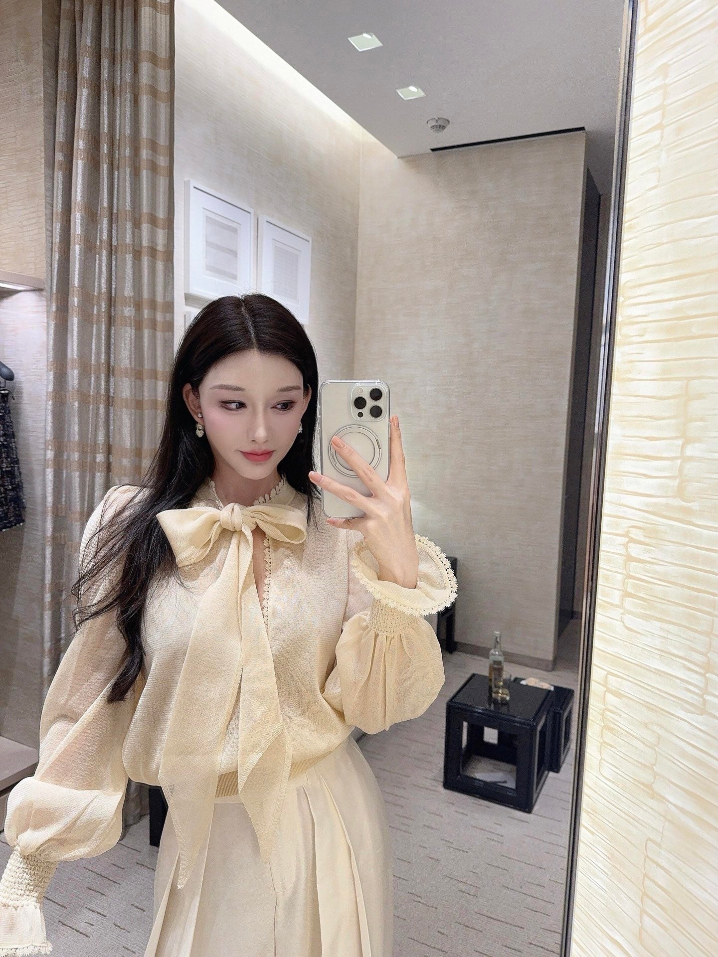 小香家-花邊蝴蝶結針織衫