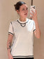 路L家-塗鴉3D鏈條印花裝飾圓領短袖T