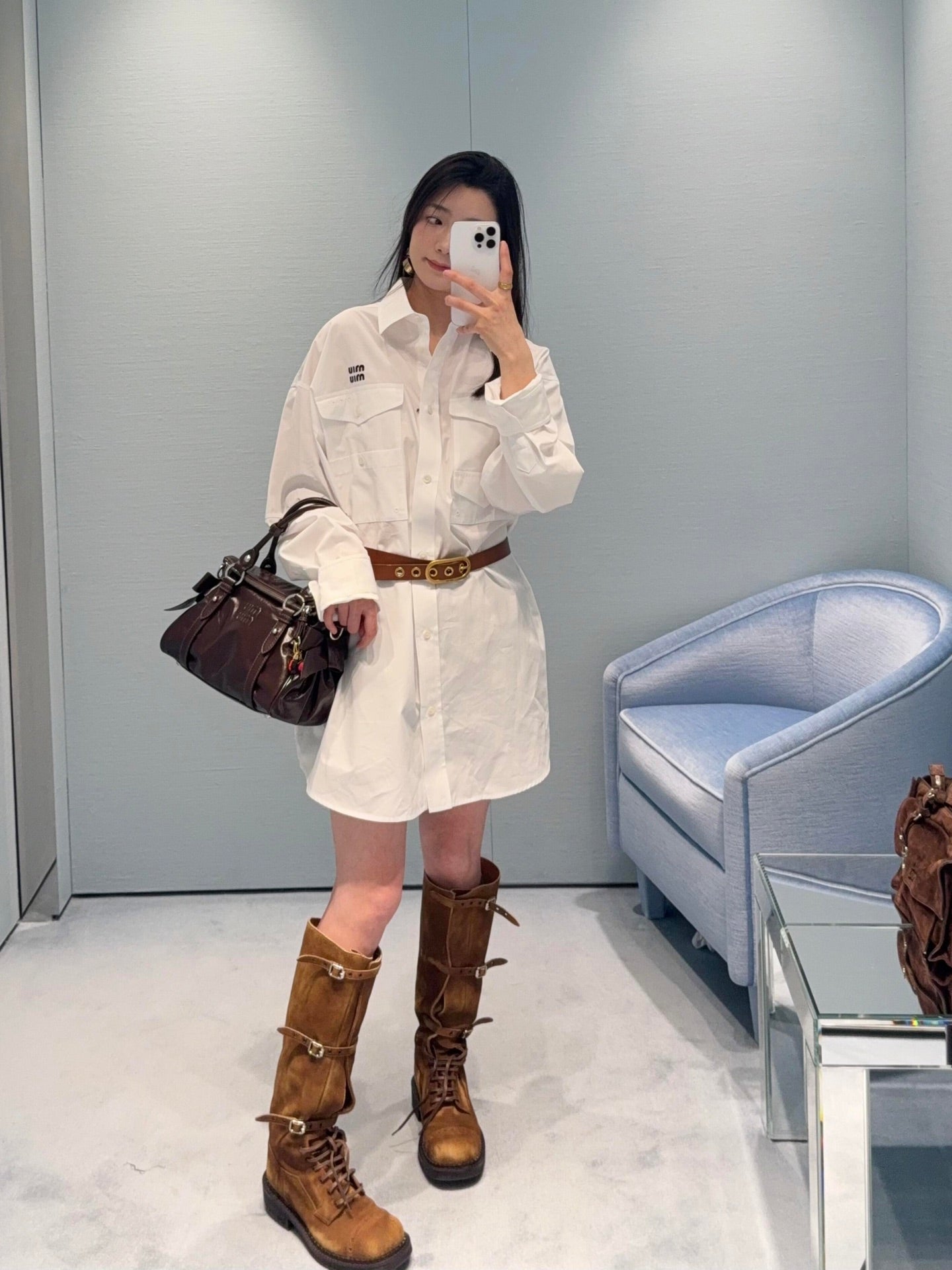 穆M家-口袋工裝風襯衫裙