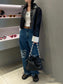 羅L家-26Ss經典款雷射鏤空直筒牛仔褲 藍