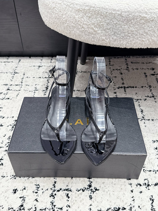 Ala-260703尖頭水晶涼鞋 黑色