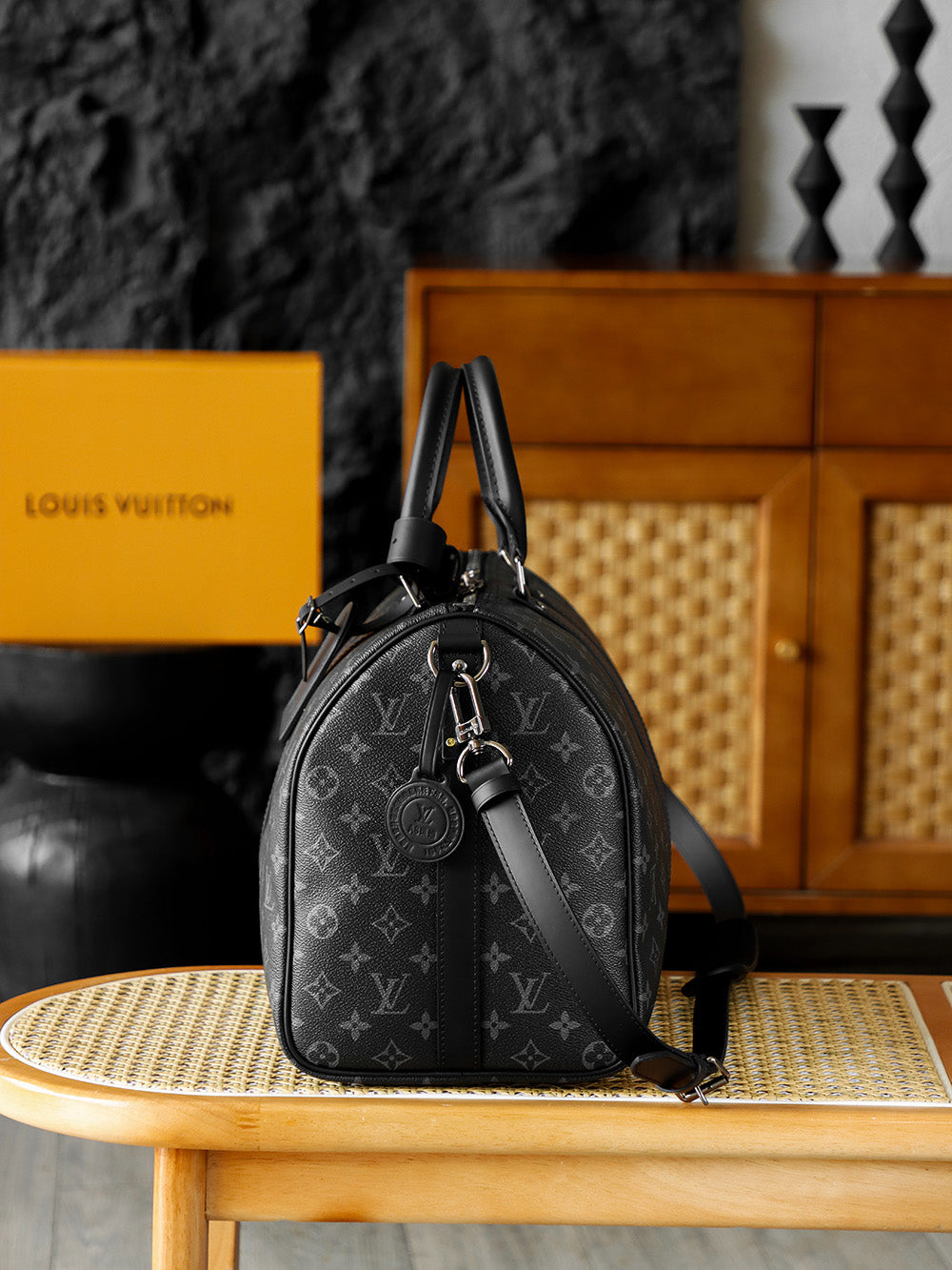路L家-M40569 KEEPALL 45旅行袋-黑色老花