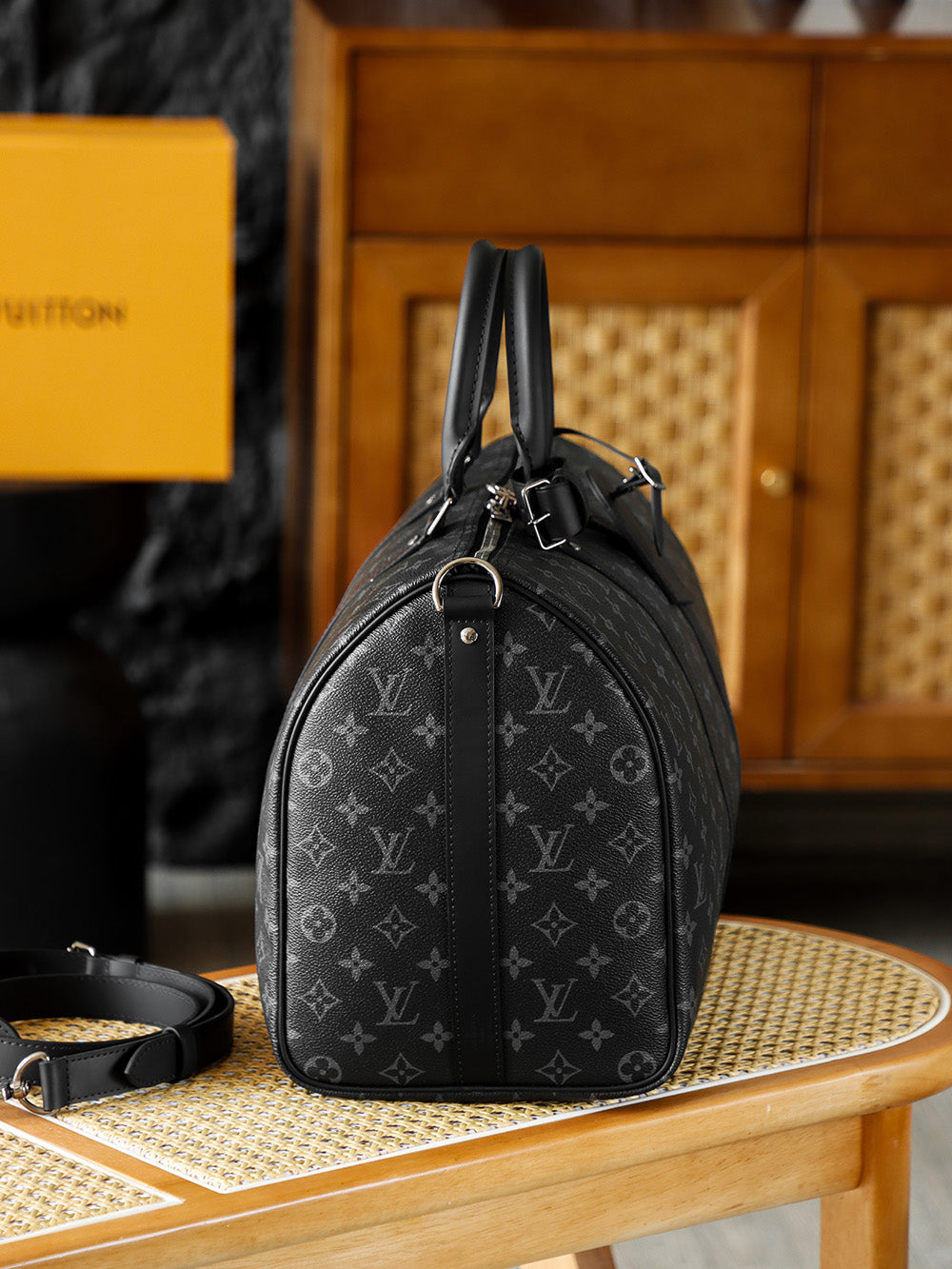 路L家-M40569 KEEPALL 45旅行袋-黑色老花