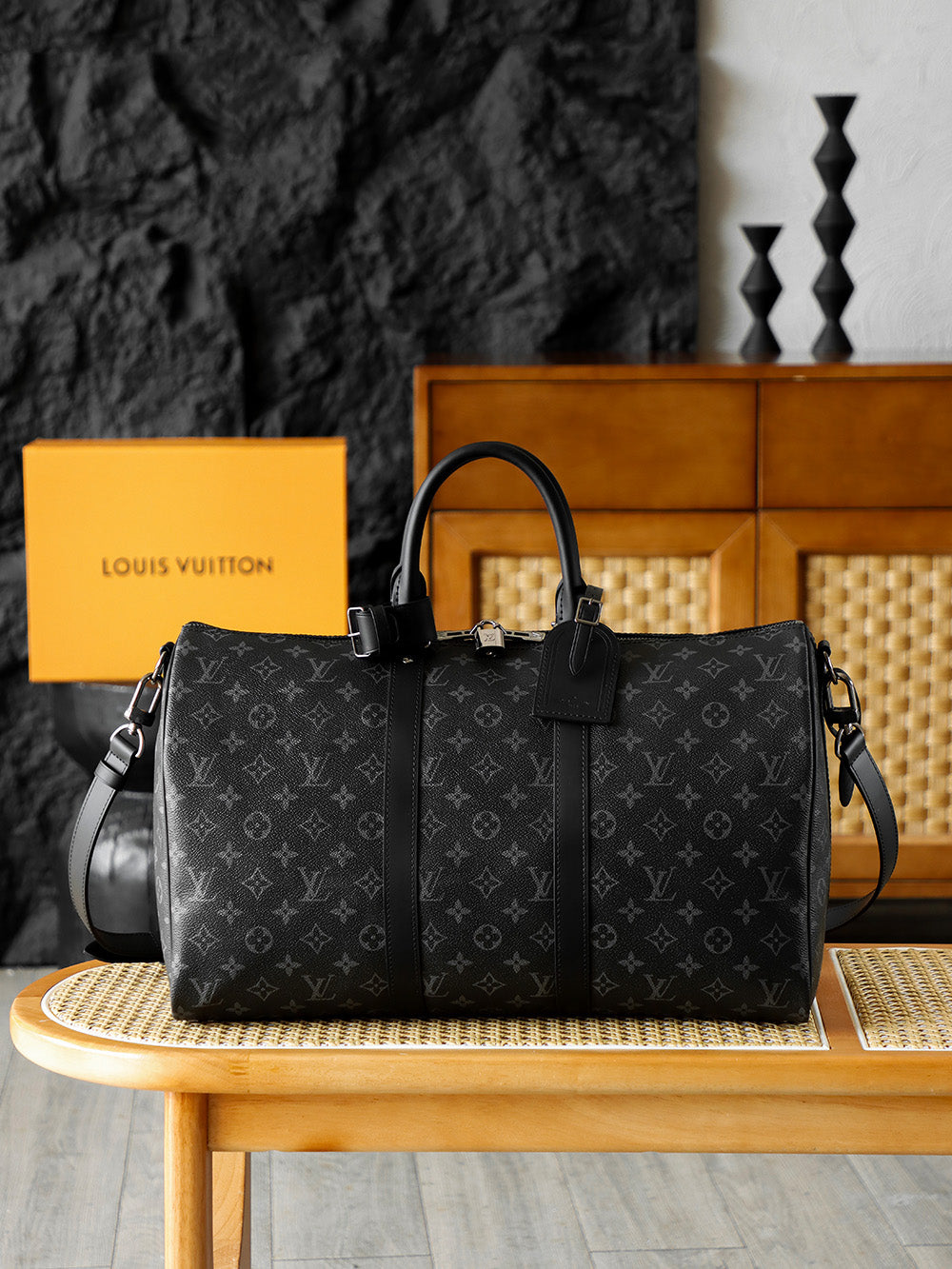 路L家-M40569 KEEPALL 45旅行袋-黑色老花