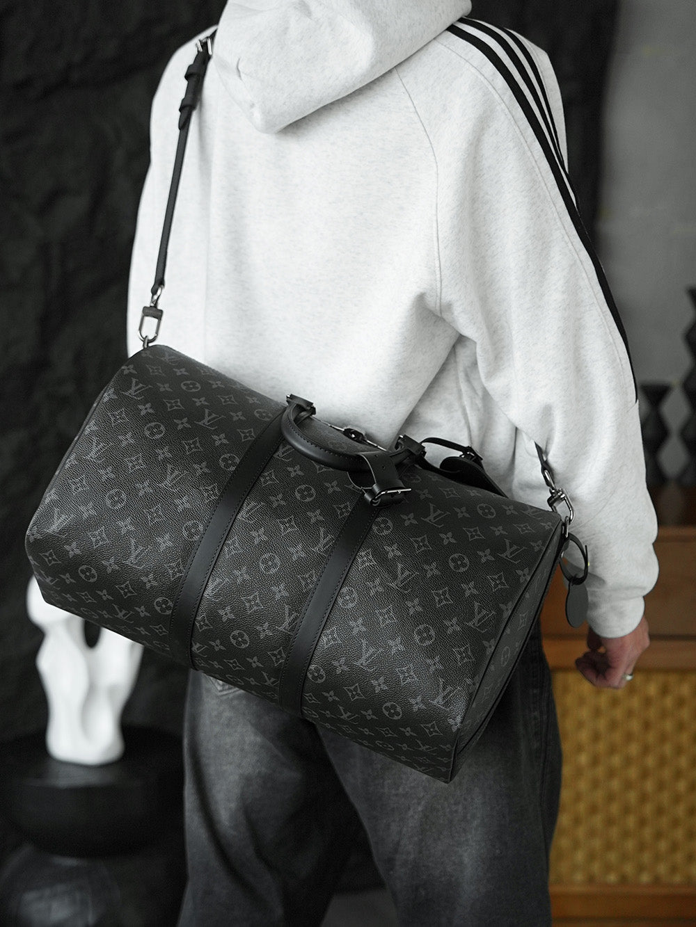 路L家-M40569 KEEPALL 45旅行袋-黑色老花