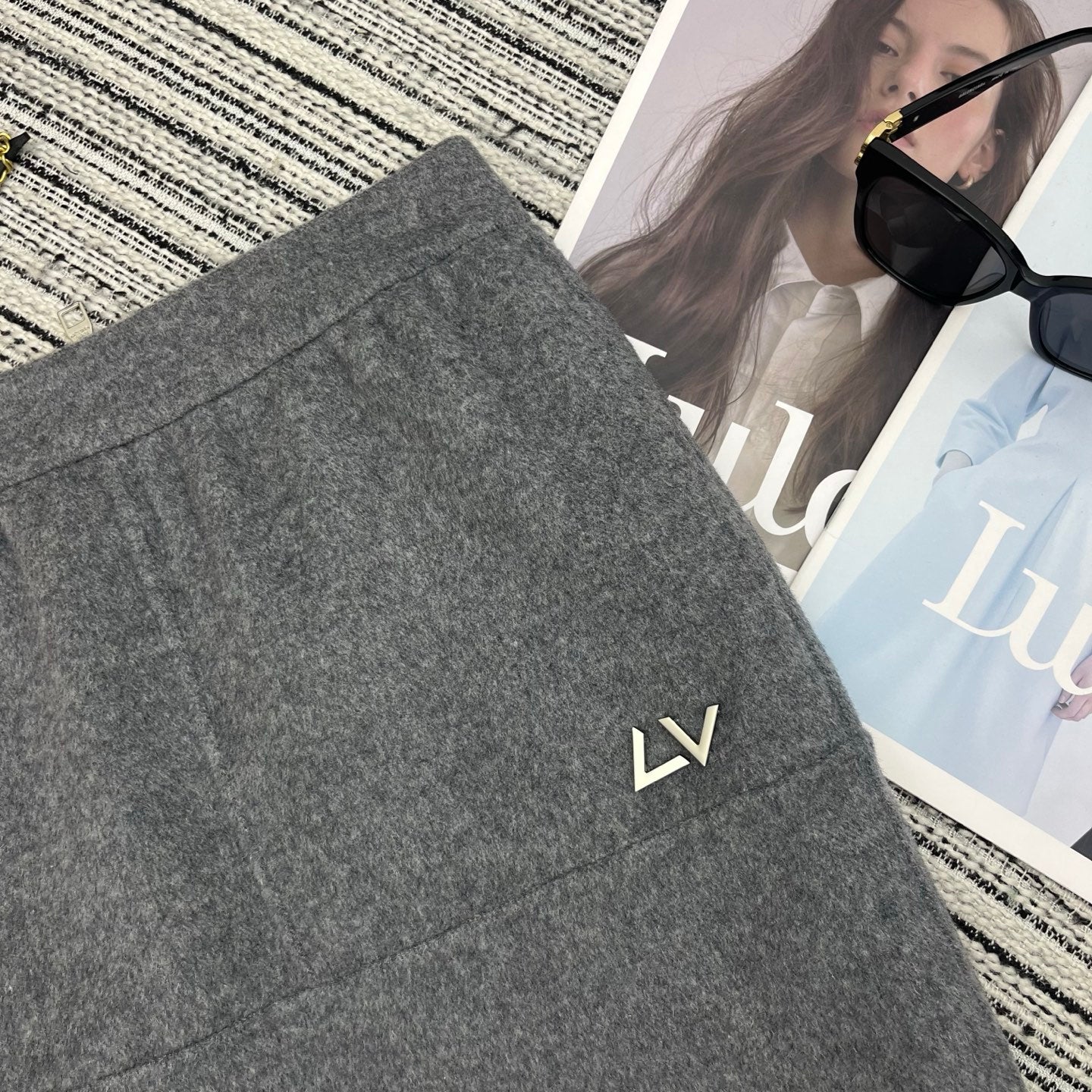 路L家-羊毛雙面呢短裙 灰色