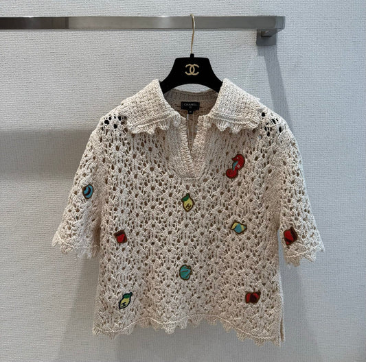 小香家-26 Coco Beach 沙灘系列刺繡章仔翻領短袖